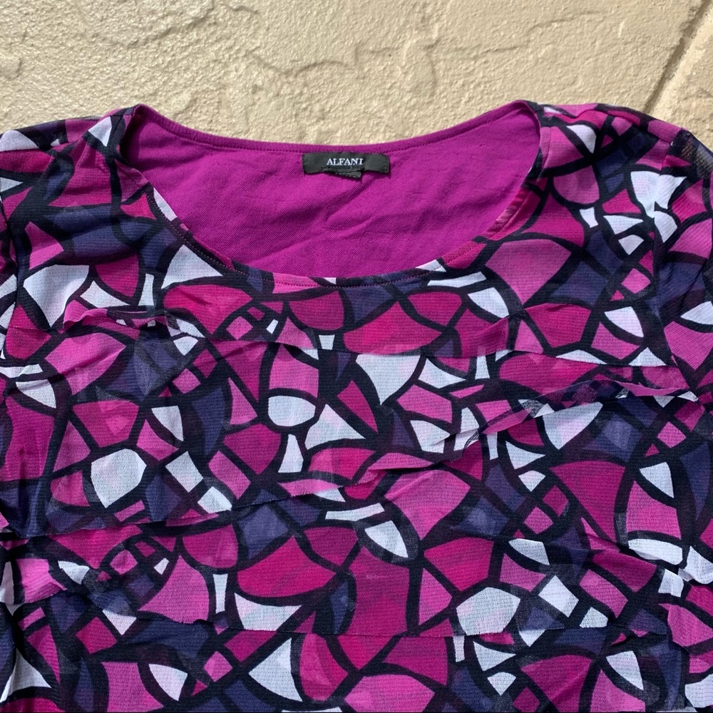 Alfani Flirty Geometric Long Sleeve Blouse